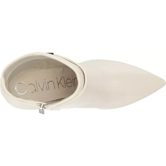 Calvin Klein Women's Pointed Toe Booties Sarity Faux Leather  Ivory size 9 M - Picture 5 of 9